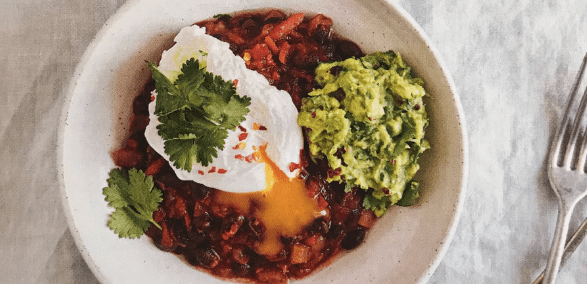 baked black beans and guacamole