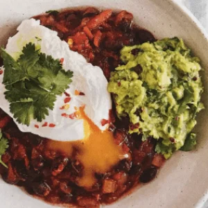 baked black beans and guacamole